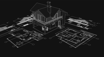 Fototapeta premium house plan concept 3d illustration