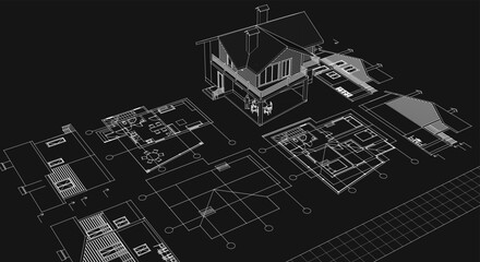 house plan concept 3d illustration
