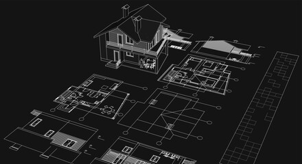 house plan concept 3d illustration