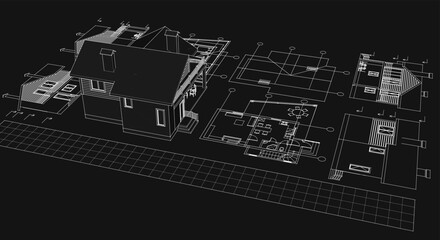 house plan concept 3d illustration