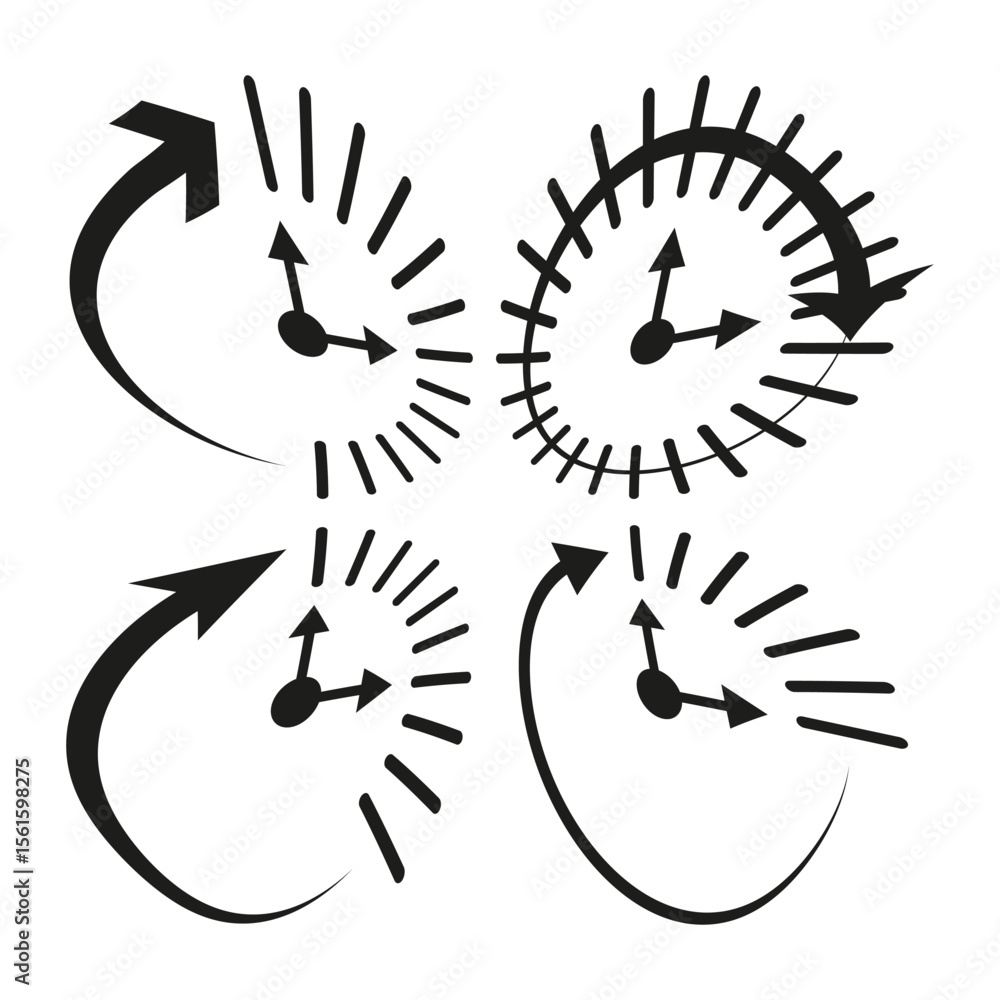 Poster cycle arrow icon. clock refresh symbols. circular motion vector. time flow concept.