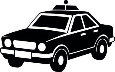 Police Car with Flashing Lights Vector Silhouette