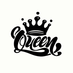 Black Queen Crown Calligraphy Design