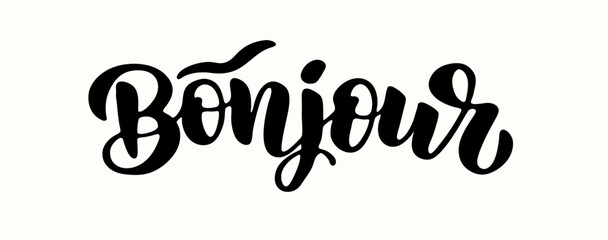 Bonjour French Greeting Calligraphy Script © onTop