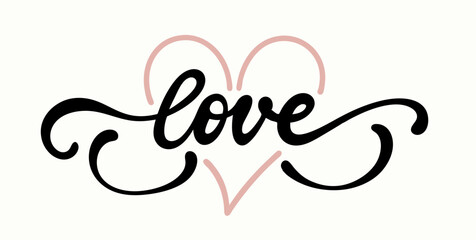 Handwritten Love Script with Heart Design