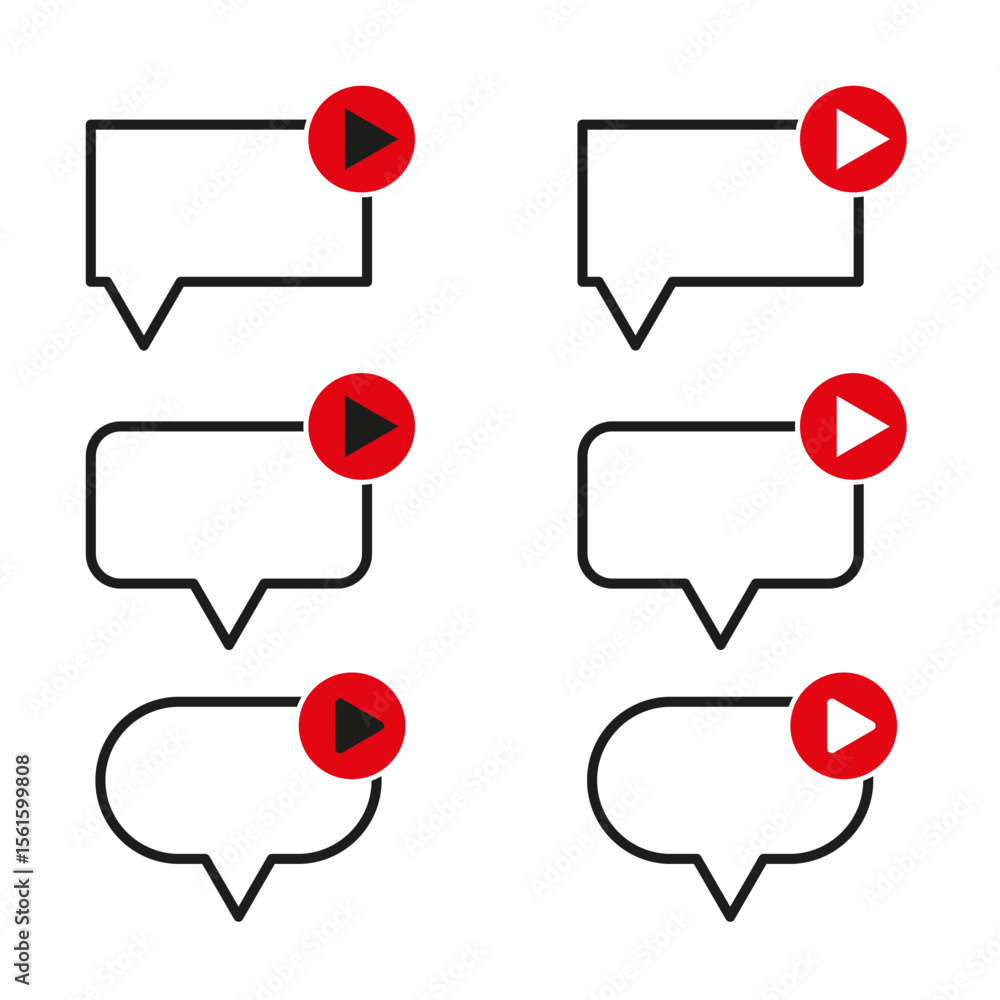 Poster speech bubble icons. chat message symbols. vector communication shapes. red notification dots.