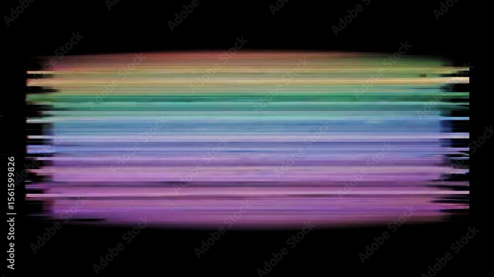 Poster abstract glitch video frame with horizontal lines and color distortion