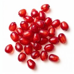 Fresh red pomegranate seeds isolated on white background copy space