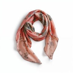 Floral silk scarf in peach color isolated on white background copy space