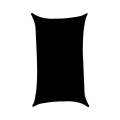 Black Sack Icon with Tapered Edges, A minimalist black silhouette of a sack with tapered edges, representing packaging, storage, and materials in various industries.
