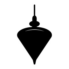 Black Silhouette of Hanging Spinning Top Toy, A black silhouette of a hanging spinning top, symbolizing childhood play, entertainment, and nostalgia.
