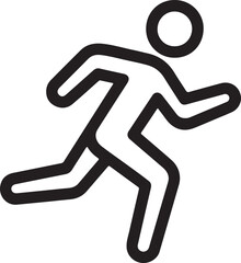 Energetic running figure in a clean outline style, symbolizing health, fitness, and athleticism. Suitable for workout apps, sports branding, or motivational posters. Designed for modern wellness and f