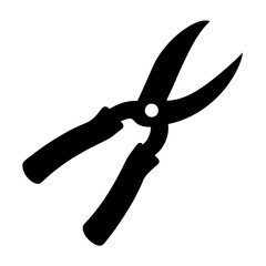 Black Pliers Icon with Handles, A simple black icon of pliers, representing tools, repair, or craftsmanship.
