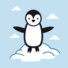 Obraz premium Charming baby penguin line drawing in vibrant cmyk colors