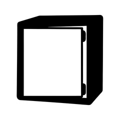 Black Icon of an Open Safe Door, A black silhouette of an open safe door, symbolizing security and access to protected storage.
