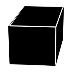 Black Icon of a Cube, A simple black icon of a cube, representing geometric shapes or 3D objects in design.
