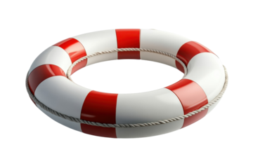 Red and White Lifebuoy Illustration Nautical Safety Equipment and Ocean Adventure Rescue Ring on