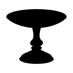 Elegant Black Silhouette of a Fruit Stand or Centerpiece on White Background