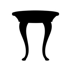 Black Icon of an Elegant Side Table, A black silhouette of an elegant side table with curved legs, representing classic and stylish home decor.
