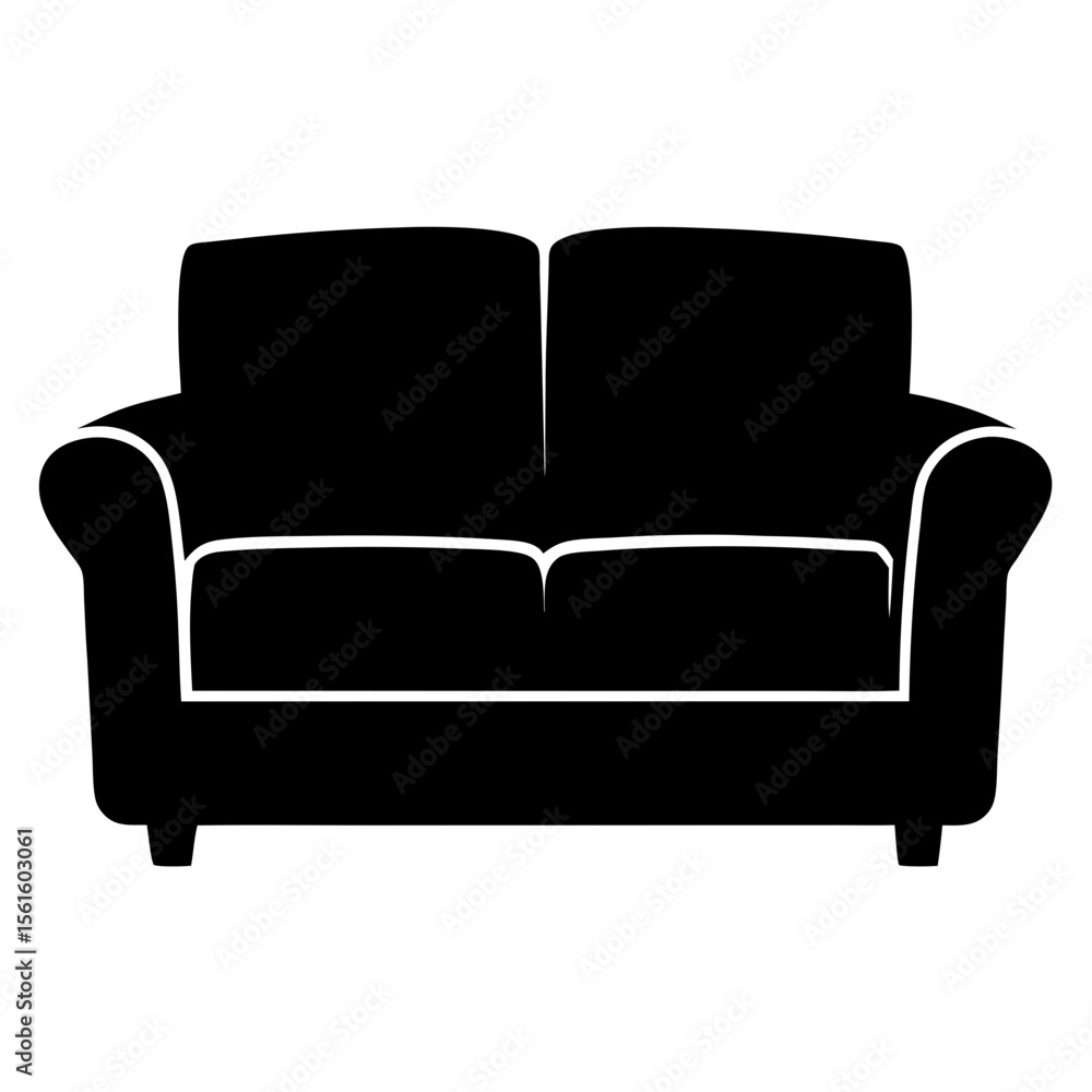 Poster stylized image of a twoseater sofa in black and white rendering