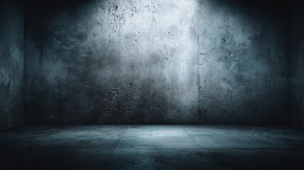Empty Dark Concrete Wall with Grunge Texture in a Modern Minimalist Space.