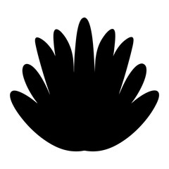 Stylized Black Leafy Plant Silhouette with Multiple Petals or Fronds
