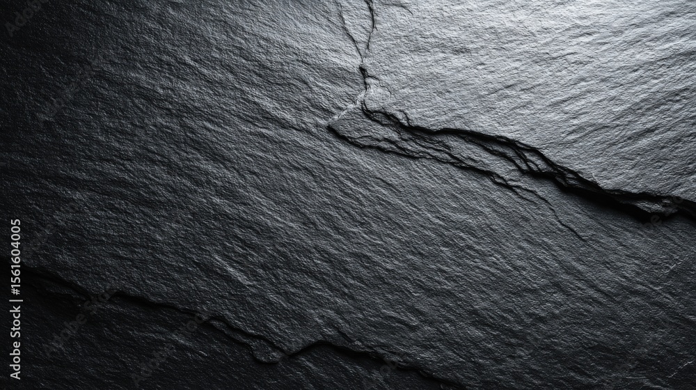 Poster close-up of textured dark slate stone surface with natural cracks and rough details.