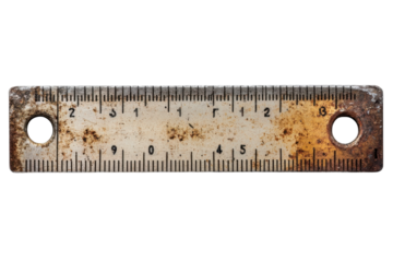 Rusty Metal Ruler Centimeters and Inches Antique Scale Measurement Tool Engineering and Mathematics