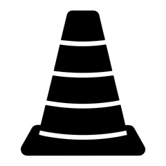 Black traffic cone with white bands to denote work under construction