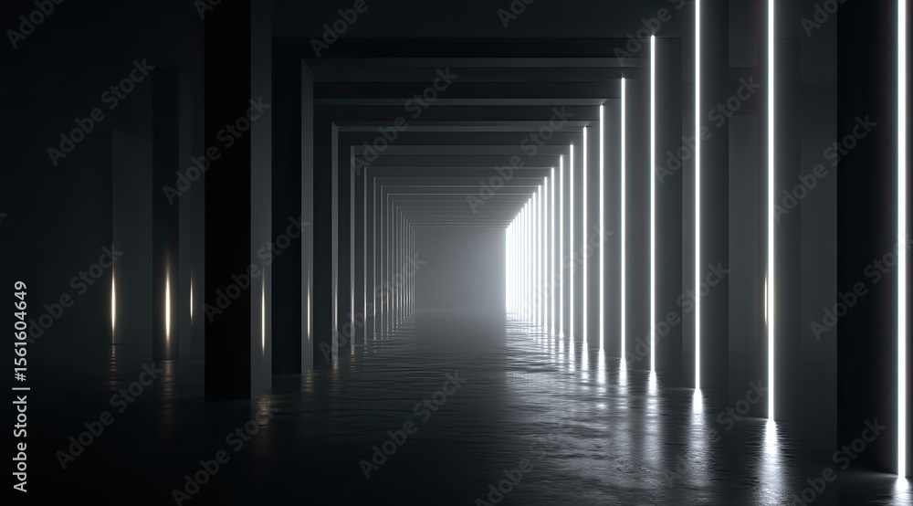 Poster architectural illumination creates linear light path design