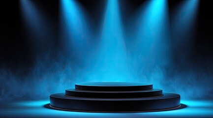 Dramatic Spotlight on the Empty Stage Platform