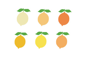 Lemon Flat fruit. Collection of lemon vector icons