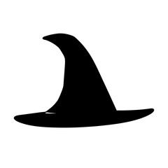 Classic and timeless Halloween witch hat silhouette against a white background