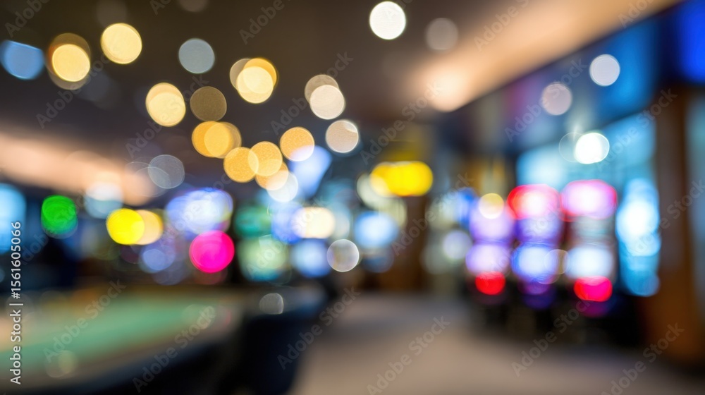 Poster abstract blurred cityscape with colorful neon lights and glowing bokeh effect at night.