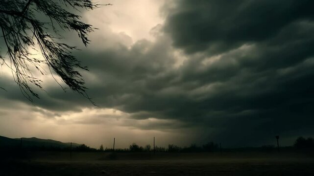 Heavy storm clouds forming over Central Asian landscape.
