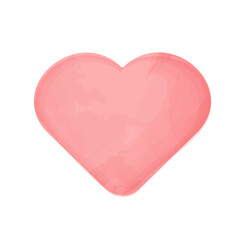 Heart, love, romance or valentine's day in watercolor style. Vector illustration of pink heart on white background. Icon.