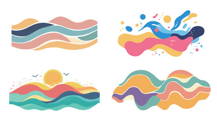 Funky Rainbow Waves Vector Design – Vibrant Colorful Wave Patterns