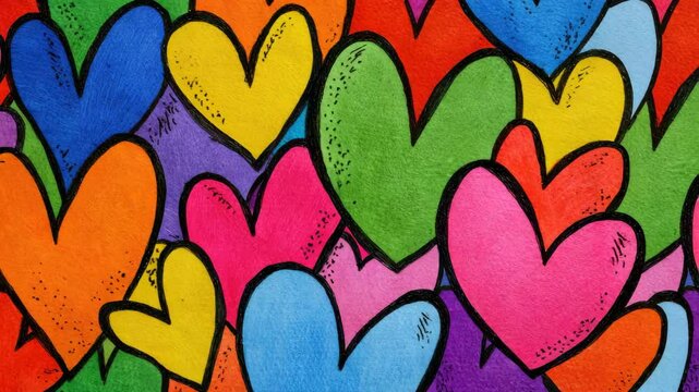 colorful handdrawn dynamic hearts illustrated animation