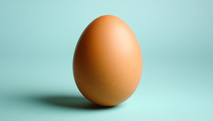 A single brown chicken egg standing upright