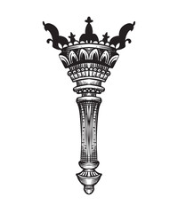 vintage torch fire, hand drawing