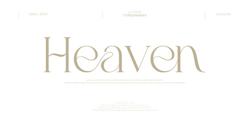 Heaven Elegant Luxury Logo Font. Classic Lettering Minimal Fashion Designs. Typography fonts regular decorative vintage concept. vector illustration
