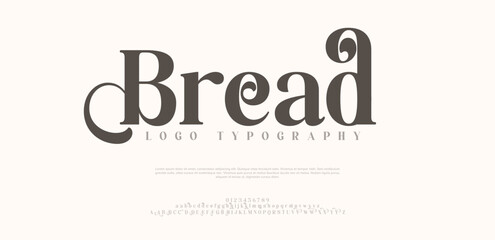 Bread, elegant alphabet letters font logo. Typography luxury classic lettering serif fonts decorative wedding vintage retro logos, design for fashion,beauty shop and brand . vector illustration
