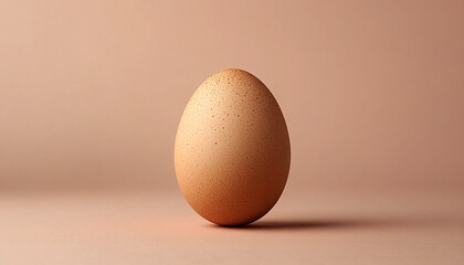A single brown chicken egg standing upright