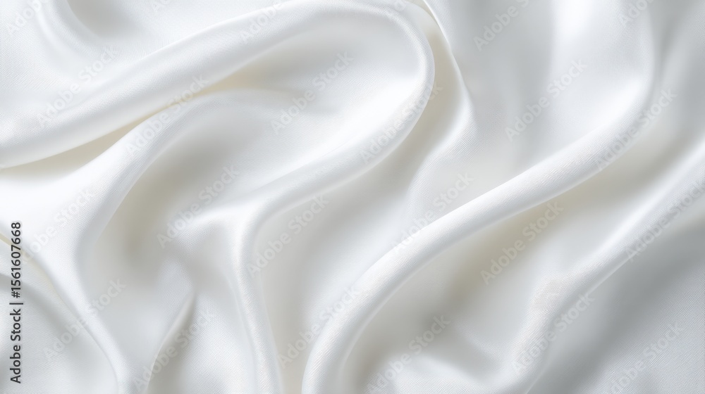 Poster soft luxurious white silk fabric close up with flowing smooth elegant texture.