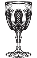 vintage wine glass hand drawing