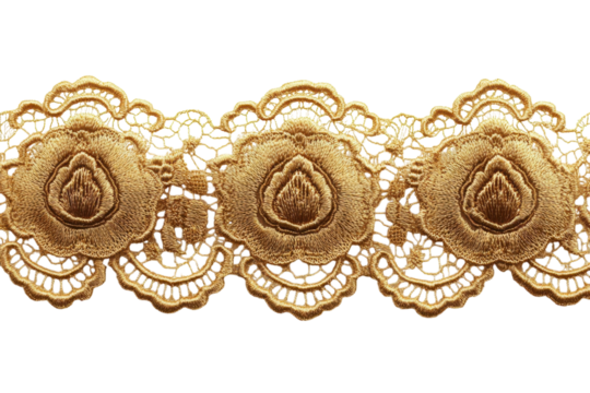 Gold Flowers Embroidery Trim Sewing Lace Fabric Ribbon Clothing Applique Decorative Wedding DIY