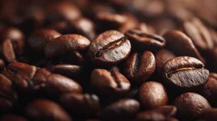 Close-up of roasted coffee beans with a rich dark color and detailed texture.