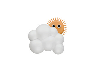 sun behind cloud icon 3d illustration render