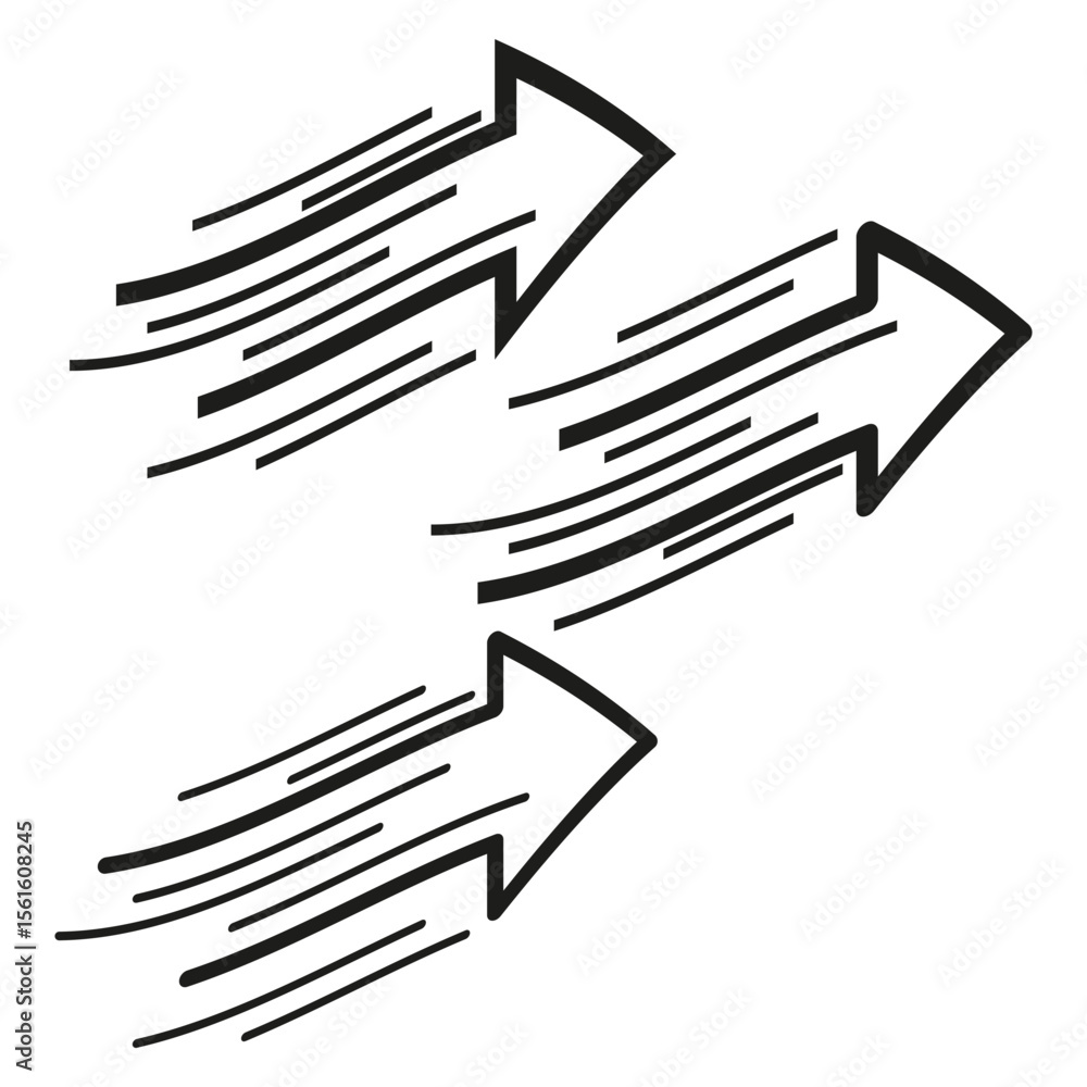 Aufkleber diagonal arrow trio. rapid motion symbol. slant speed vector. swift energy graphic.