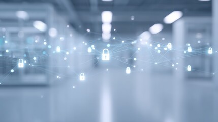 Digital Security Network with Lock Icons Concept in Modern Technology Environment.